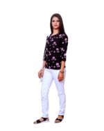 Dr. SaaB Casual Tops for Women, Floral Printed  for  Girls, Regular Fit, Color: Black. - Image 5