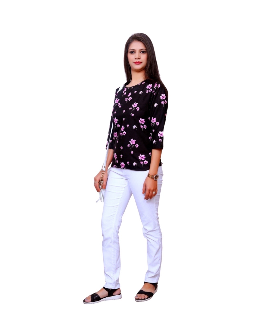 IMG-1528 Dr. SaaB Casual Tops for Women, Floral Printed  for  Girls, Regular Fit, Color: Black. - Image 5