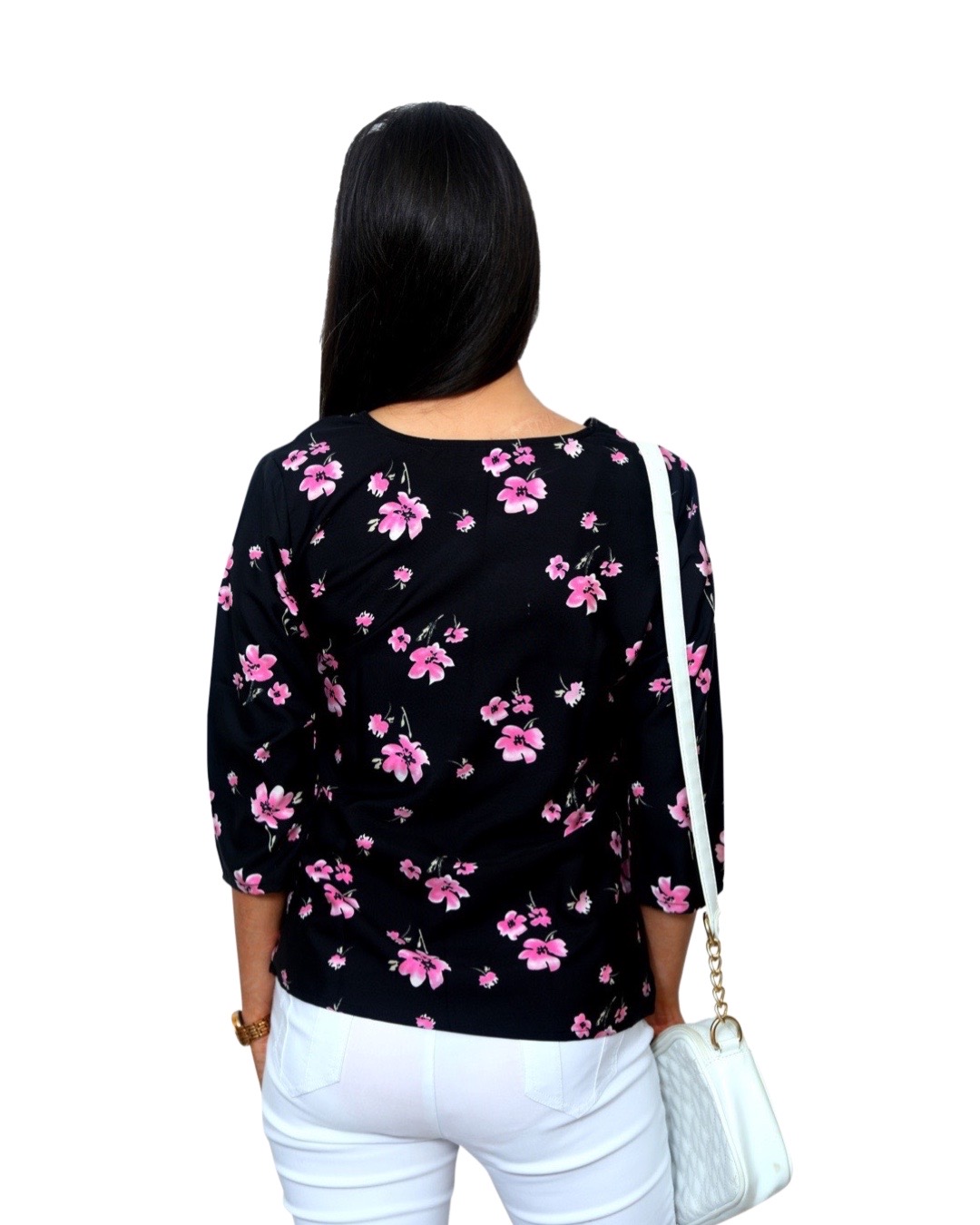 IMG-1529 Dr. SaaB Casual Tops for Women, Floral Printed  for  Girls, Regular Fit, Color: Black. - Image 4