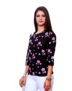 Dr. SaaB Casual Tops for Women, Floral Printed  for  Girls, Regular Fit, Color: Black. - Image 3