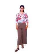 Dr. SaaB Casual White Floral Top Regular Fit for Women, 3/4 Sleeve - Image 3