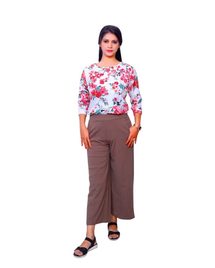 Dr. SaaB Casual White Floral Top Regular Fit for Women, 3/4 Sleeve - Image 3