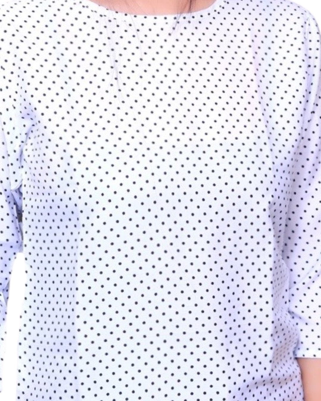 IMG-1939 Dr. SaaB Casual Tops for Women, Dot Print for  Girls, Regular Fit, Color: White - Image 5
