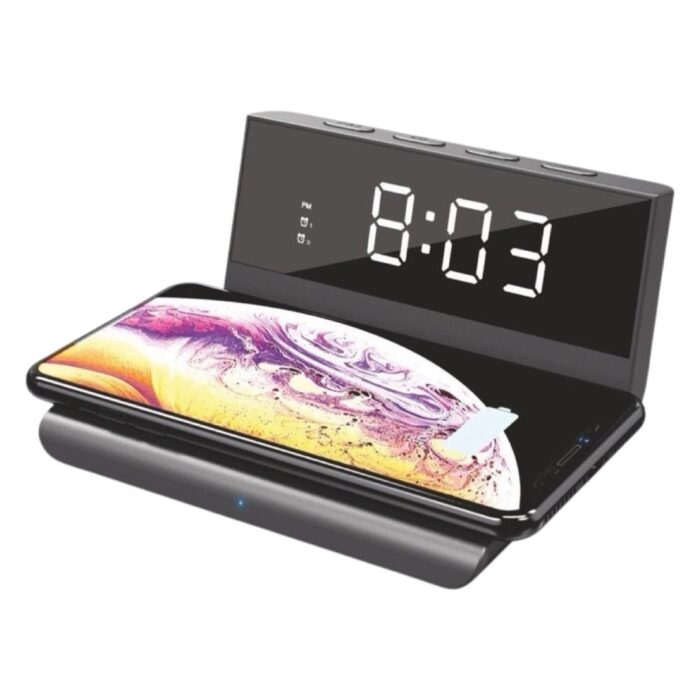 Desktop Wireless Charger With Digital Alarm Clock. - Image 2