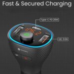 Portronics Auto 15 Bluetooth - FM Transmitter, Hands-Free Calling,USB Reading (PD 20W+QC3.0) Fast Charger,(Black) - Image 5