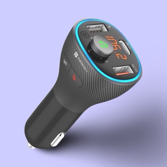 img_6232 Portronics Auto 15 Bluetooth - FM Transmitter, Hands-Free Calling,USB Reading (PD 20W+QC3.0) Fast Charger,(Black) - Image 1
