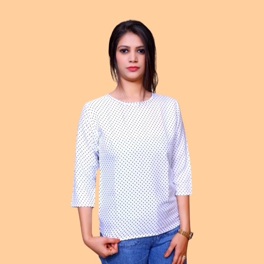 img_6324 Dr. SaaB Casual Tops for Women, Dot Print for  Girls, Regular Fit, Color: White - Image 1