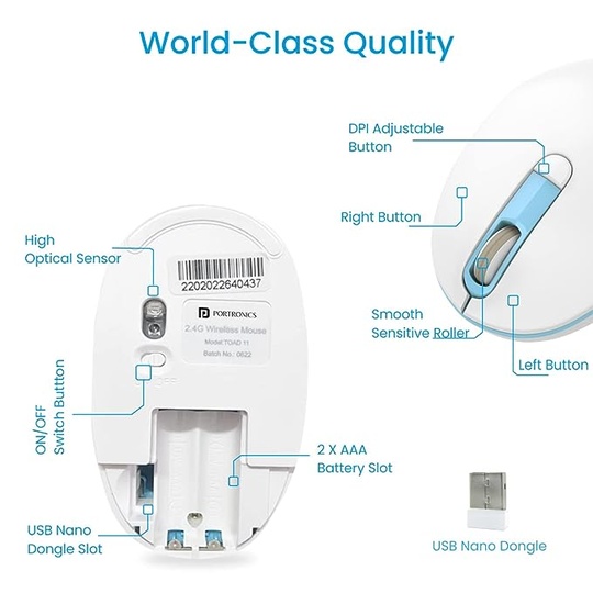 61RpWtXCbyL._SX679_ (1) Portronics Toad 11 Wireless Mouse. (Blue) - Image 3