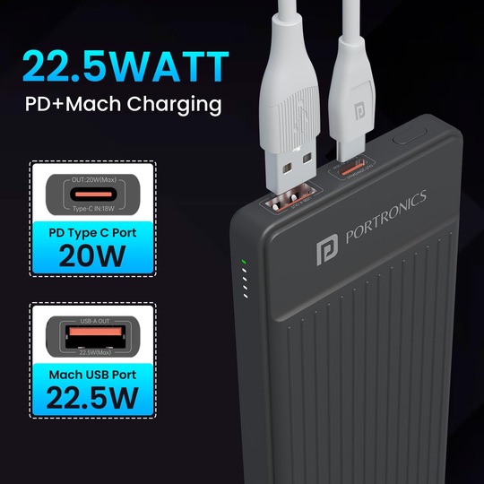 61U-Hcil92L._SL1500_ (1) Portronics Luxcell B12 10000 mAh Power Bank (Black). - Image 3